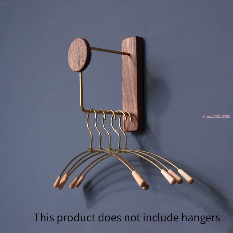 Imagem -02 - Black Walnut Hanger Wall Hanging Rack de Armazenamento Bedroom Brass Household Simples Roupas