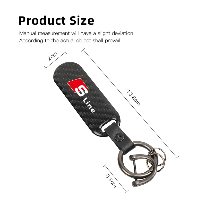 Carbon Fiber Texture Car Key Chain Ring Auto Keychain ​For Audi Quattro A3 A4 A6 A5 Q5 A1 Q7 Q3 Q2 Q8 A7 A8 TT S1 SQ5