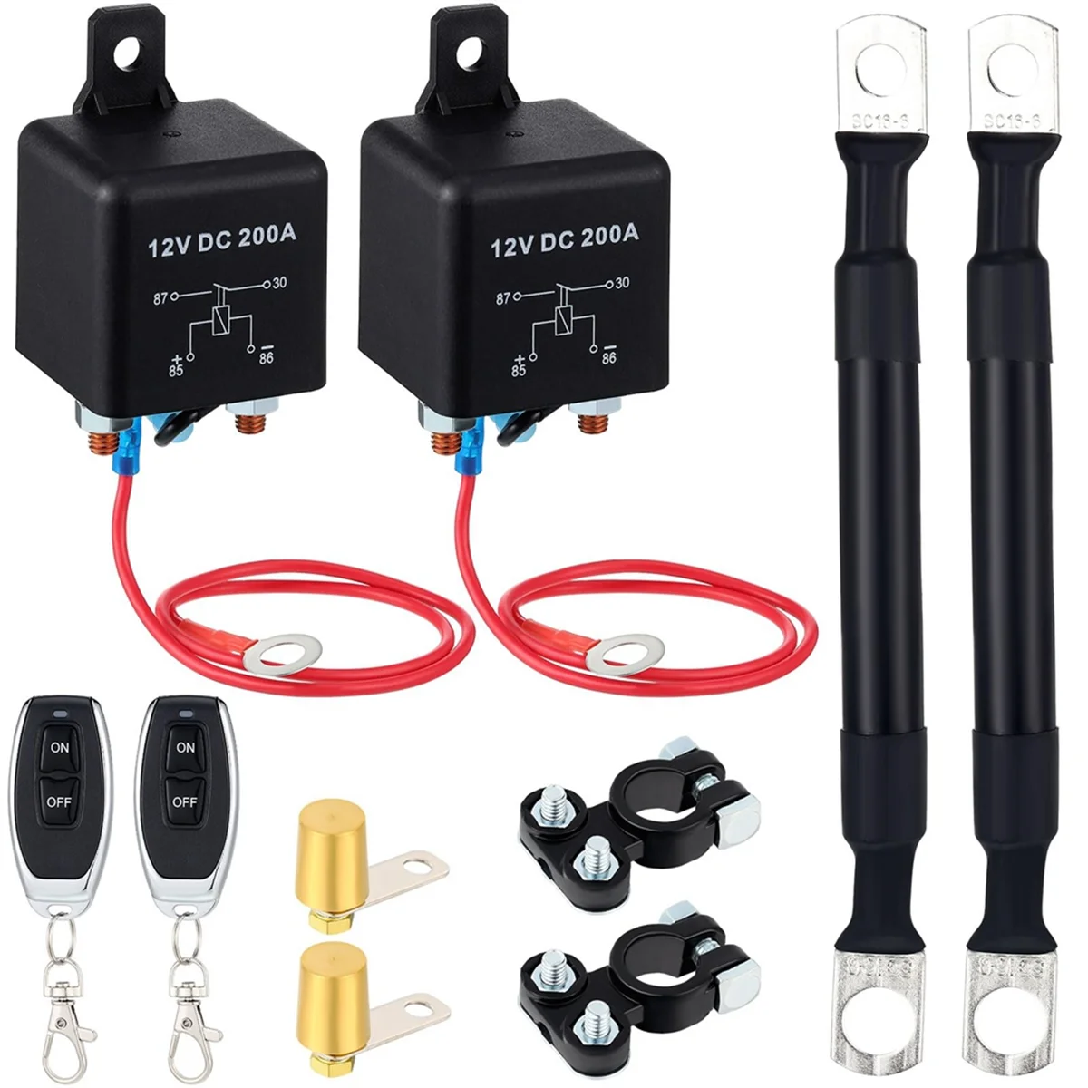 Remote Battery Disconnect Switch Kit 200A DC12V Top Post Negative Anti Theft Car Pause Switch Car Battery Cut Off Switch