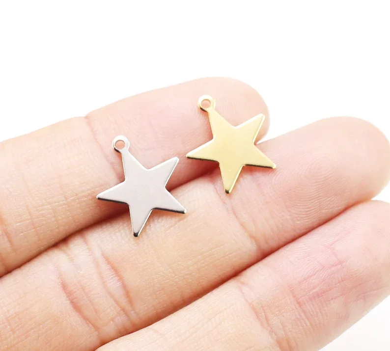 20pcs Star Charm, Metal Star Charm, Jewelry Making, Earring Findings, Bracelet Charms, 14.3x13mm RP239