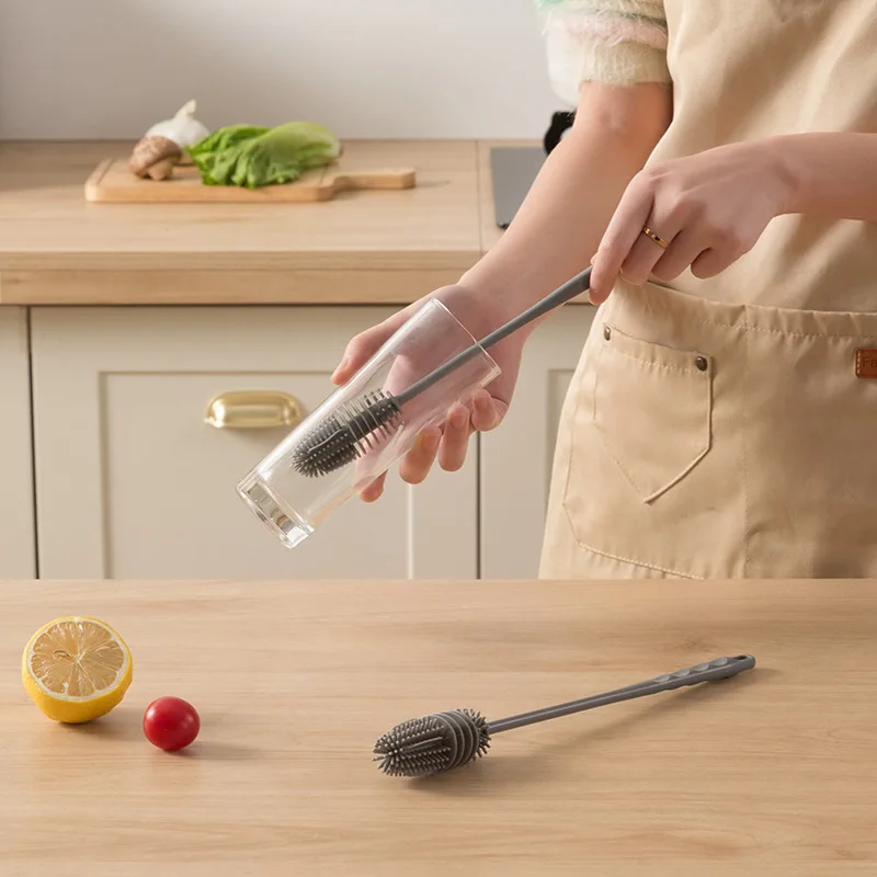 Long Handle Silicone Bottle Brush Cleaning Brush Kitchen Cleaning Cup Brush Thermos Glass Brush Cleaning Tools image 2