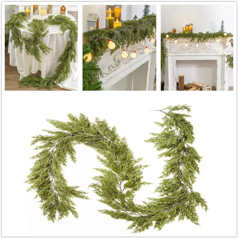 180cm/270cm Christmas Garlands Artificial Pine Greenery Garland Waterproof Xmas Decorations For Indoor Wedding Party Supplies