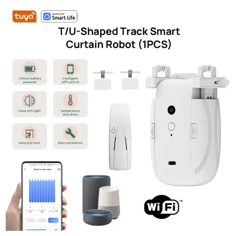 

Умный мотор для штор Tuya Zigbee с крючками для римского трека, умный толкатель для штор, робот, поддержка Siri Google Home, Alexa, голосовое управление