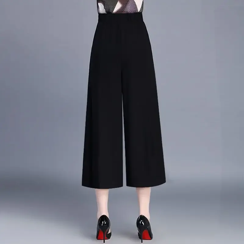 Summer High Waist Loose Straight Pants Solid Color Plus Size Versatile Wide Leg Trousers Simplicity Casual Women Clothing Z849