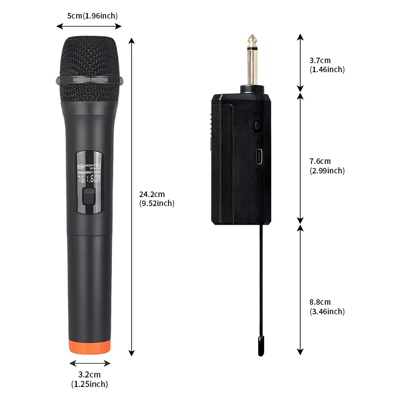 2.4G Wireless Microphone Portable 2 Channels Handheld Microphone Rechargeable battery for Live Karaoke Conference Church Party