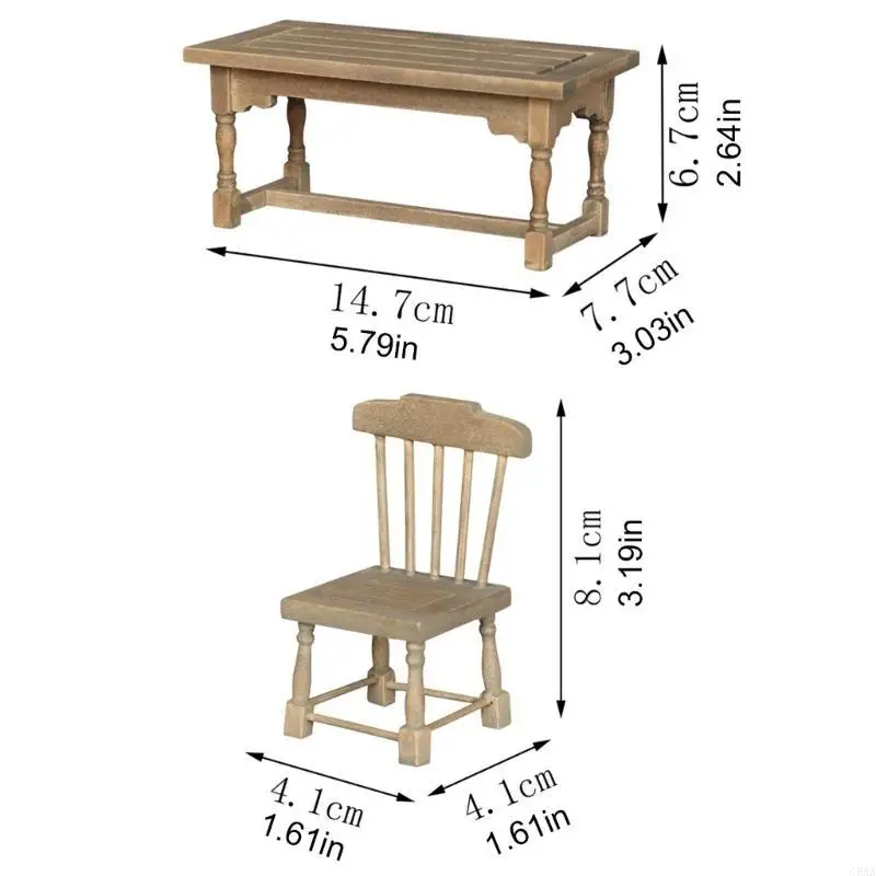 

C5AA Dollhouses Dining Table Chair Model Furniture For Creative Craft Project