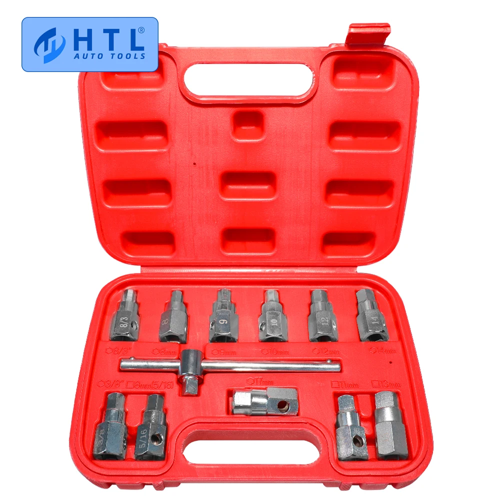 

12PCS Oil Drain Plug Removal Tool Key Set Square Hexagon Socket Kit Nut Adaptor Car Oil Bottom Removal Tools Screw Sleeve Wrench