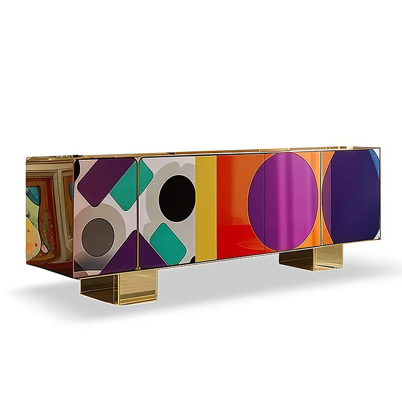 Handcrafted Solid Wood Extendable Decorative Painted TV Cabinet Customizable Modern Design Living Room Storage Cabinet