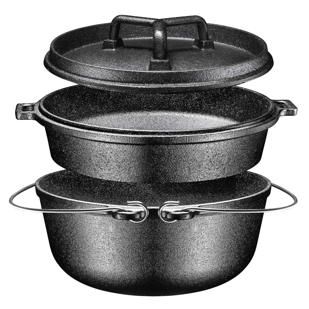 Camping Cooking Set Of 4. Pre Seasoned Cast Iron Pots And Pans Cookware/Dutch Oven Sets With Lids For Outdoor Comefire Cooking