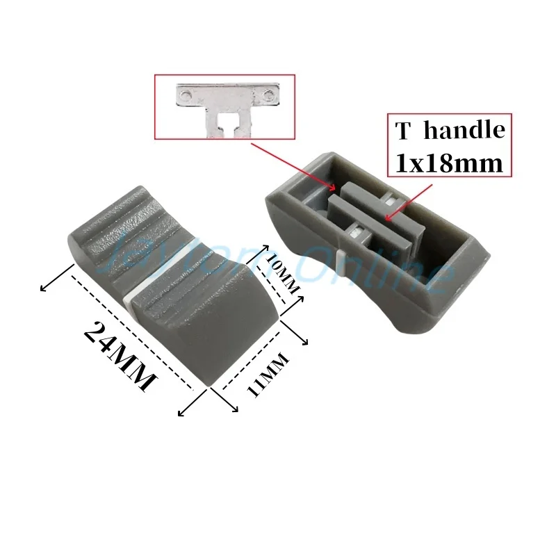 10pcs X32 Mixer/Sound Card Fader Cap 24 x 11 x 10mm Straight Slide/Push The Key Cap Potentiometer Knob T-shaped 1x8MM Hole