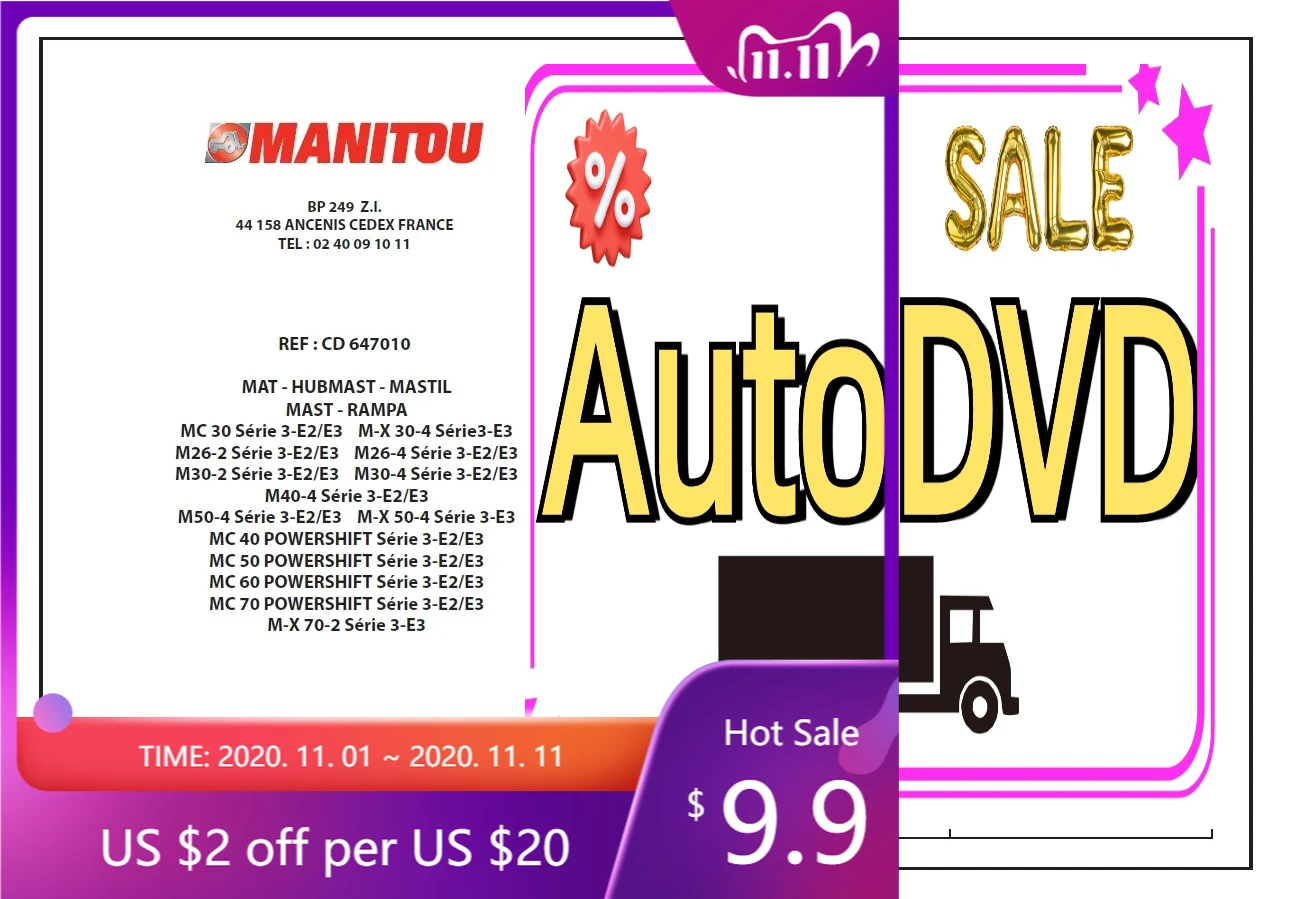 

АвтоDVD Manitou Вилочный погрузчик США Запчасти Каталоги DVD