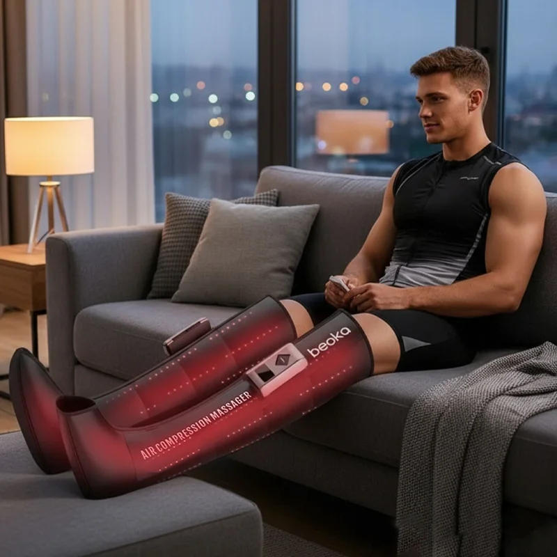 Beoka Portable 5 Chamber Treatment Massage Red Light Infrared Recovery Boots Wireless Air Pressure Compression Leg Massager
