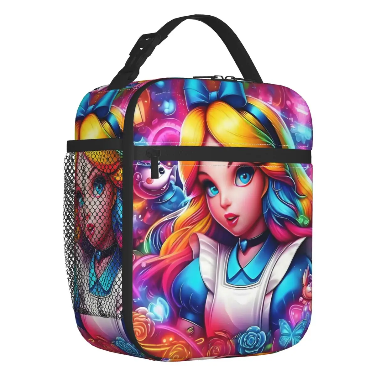 

Custom Alice In Wonderland Lunch Bag Women Cooler Warm Insulated Lunch Box for Kids School