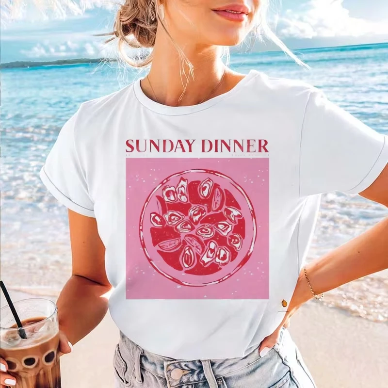 

Pattern T-Shirt Women's Sweet Short Sleeve Cartoon Aesthetics Summer Beach Travel Casual Fashion Top Printed Trendy T-Shirt