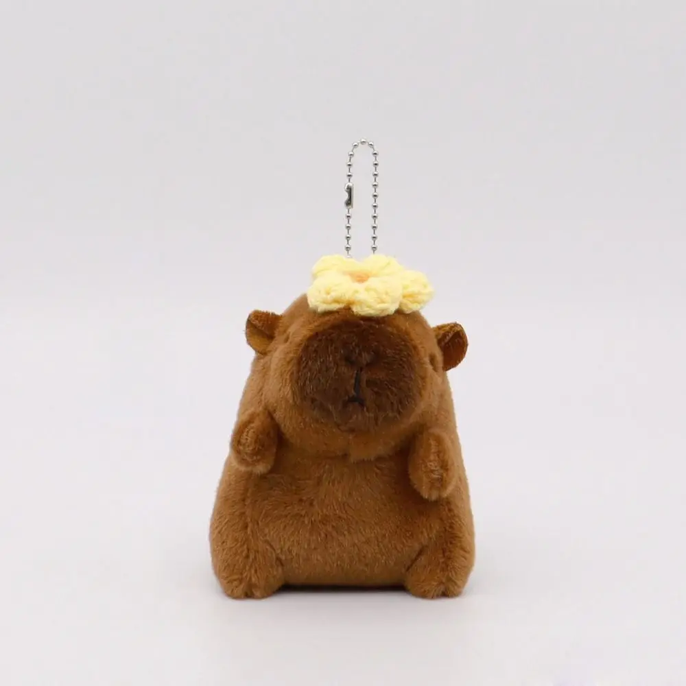 Cute Carton Capybara Toy Keychain Milk Tea Simulation Soft Fluffy Bag Pendant