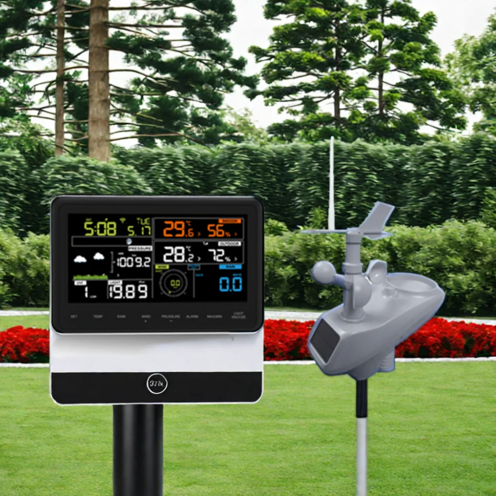 Estación meteorológica con aplicación WIFI TLF AW006, grabadora de temperatura LCD colorida para interiores/exteriores, higrómetro para uso doméstico