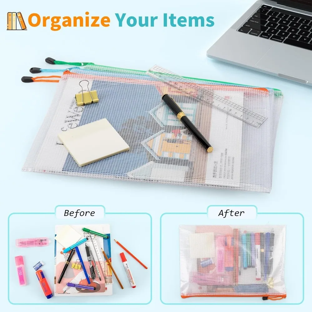 24 عبوة من أكياس بسحاب مكونة من 12 لونًا للتنظيم، وحجم الحروف، وحجم A4، وحقائب بسحاب لتخزين ألعاب اللوحة، ومستلزمات المكتب