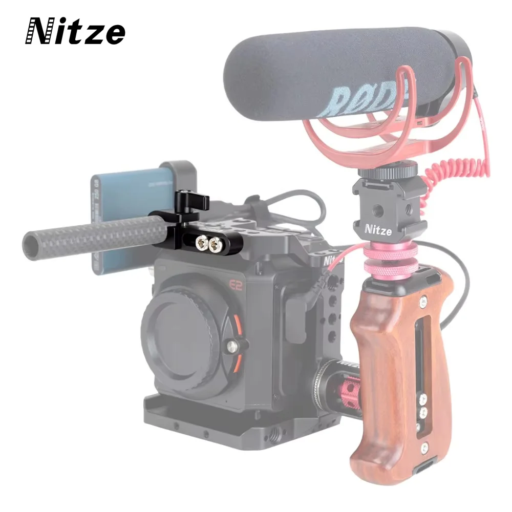 ABRAZADERO DE VARILLA NITZE DE 15 MM - El abrazadera de varilla N46 se puede montar en el mango, la jaula u otros accesorios con orificios roscados de 1/4”-20.