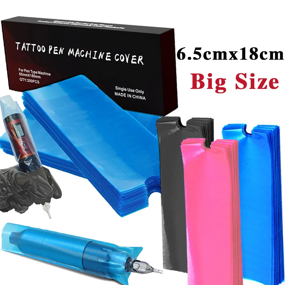 200/100PCS Big Size Tattoo Machine Pen Bags Cartridge Filter Pen Clip Sleeves Disposable Tattoo Cord Covers Tattoo Accessories