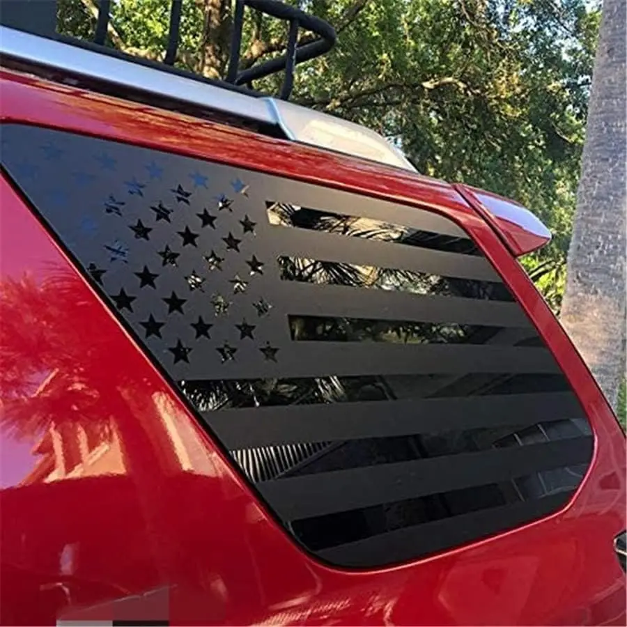 

2 наклейки с флагом США на четверть окна для Toyota 4Runner (2010-2022) - матовый черный