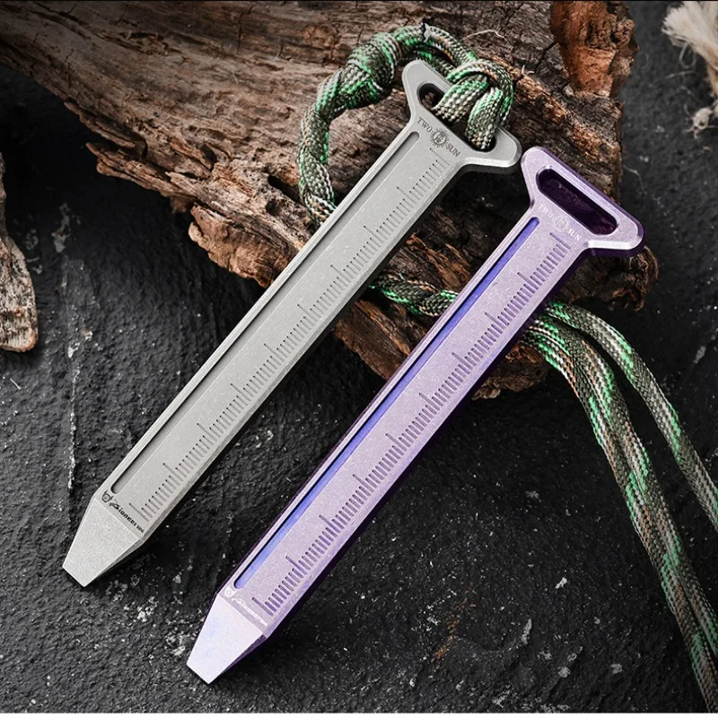 Titanium Alloy Crowbar Multi-functional Ruler Bottle Opener Nail Puller Camping Portable Keychain Window Break Outdoor Tool