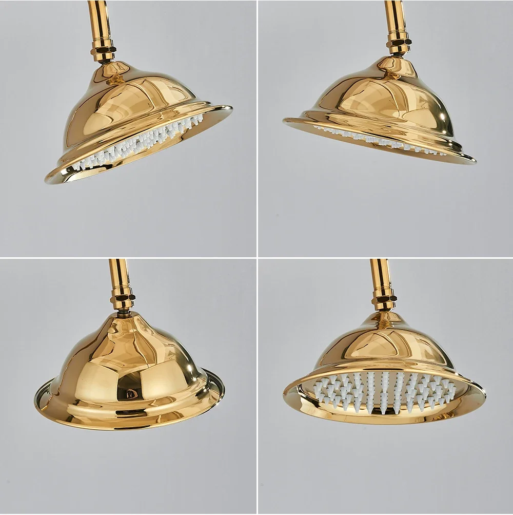 8.2'' Rainfall Shower Head Wall Mounted Rainfall Shower Faucet Head Bathroom Accessories Golden Head Faucet Accessory for Shower
