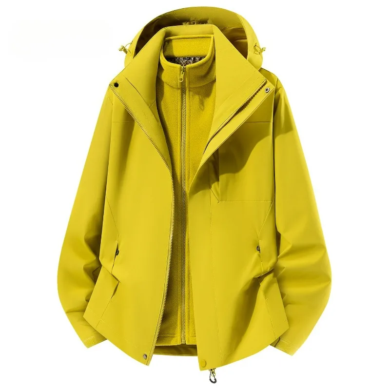 Windproof Waterproof Graphene Detachable Fleece Inner Liner Fashion Simple Jacket New Autumn Winter Three-in-one Men's Women's