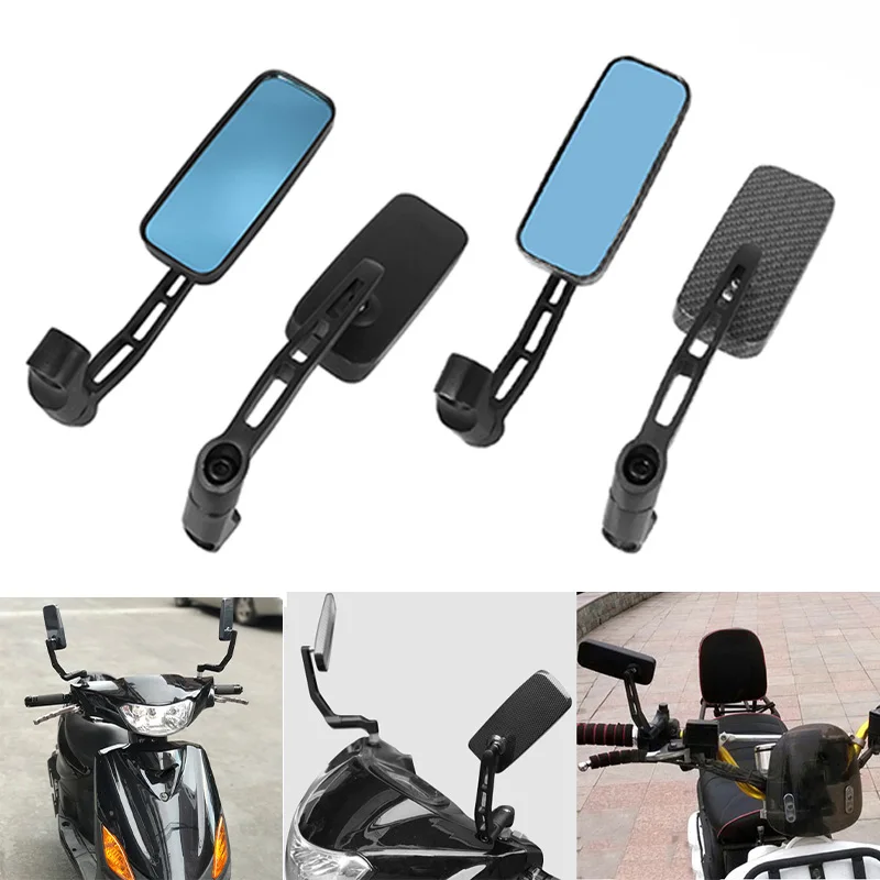 8/10MM Square Universial Motorcycle Mirror Blue Glass Anti-glaring Scooter Rearview Mirrors Adjustable Scooter Back Side Mirror