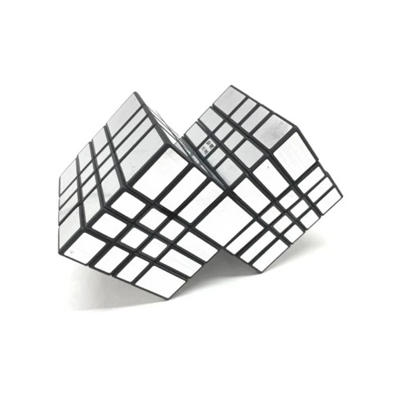 Calvel's Puzzle-Cube magique à revêtement moulé pour enfants, corps noir avec étiquette argentée, 4x4, miroir 4x4x4, Lee Mod, jouets doubles