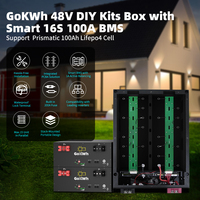 GokWh 48V DIY Kits Box With 1A Active Balancing 100ah LiFePO4 Battery Case 51.2V 100ah16S 100A BMS for Home Solar Energy Storage