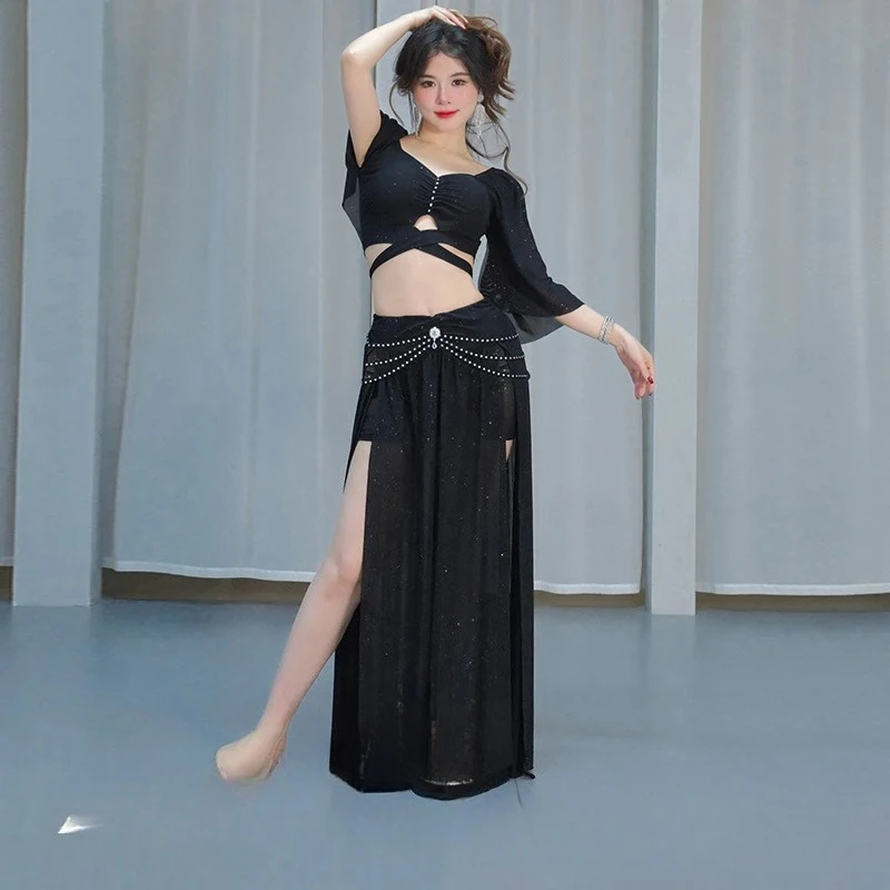 

Women Oriental Dance Top + Skirt Long Sleeves Dance Costume Stage Performance Practice Clothes Belly Dance Costumes Set