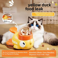 Hungry Pet Fun! Duck Leak-Proof Automatic Cat Feeder Hot Dog & Cat Interactive Toy for Slow Eating Training Timer Feeder