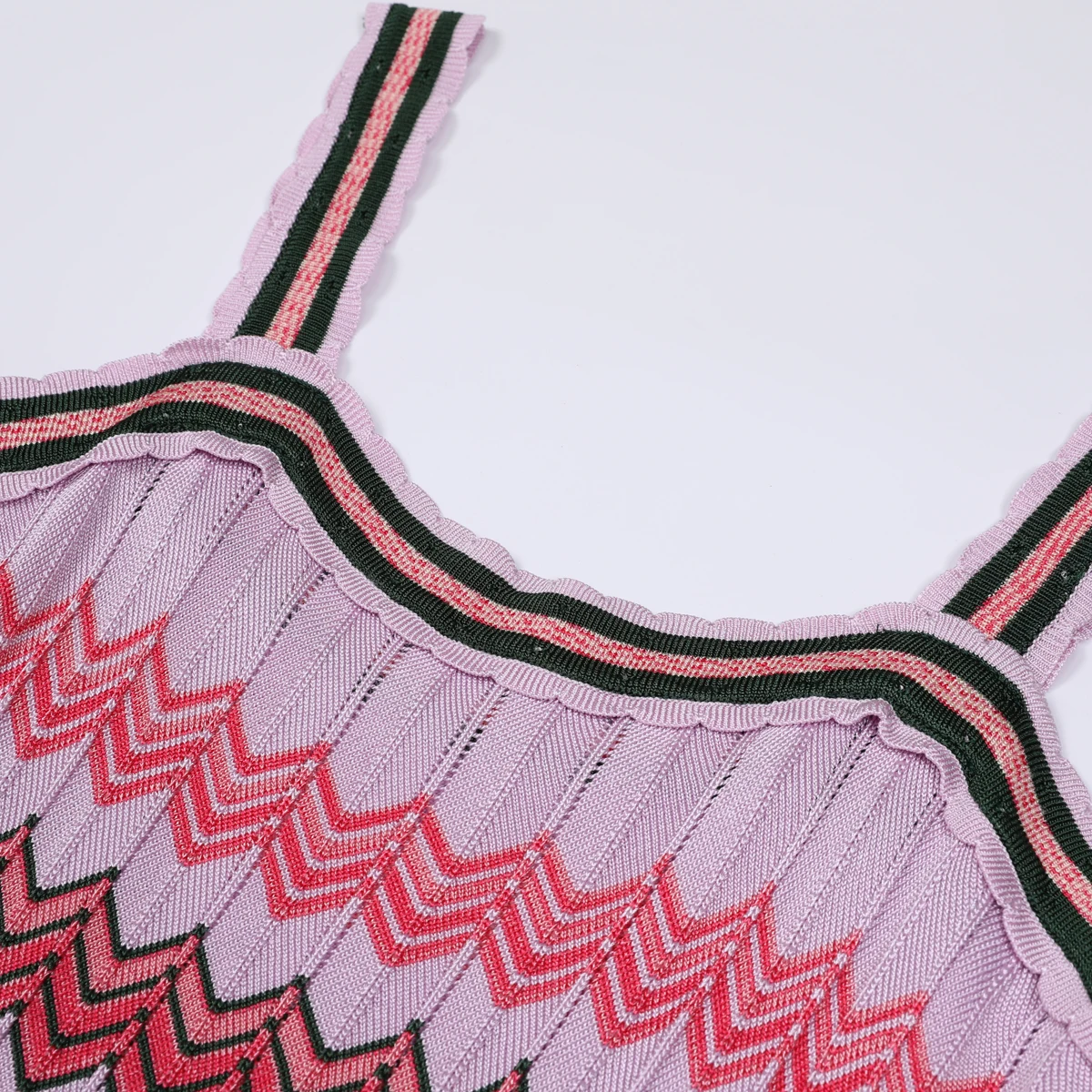 High quality spring and summer new suspender sleeveless elastic knitted socialite's striped geometric medium length women dress