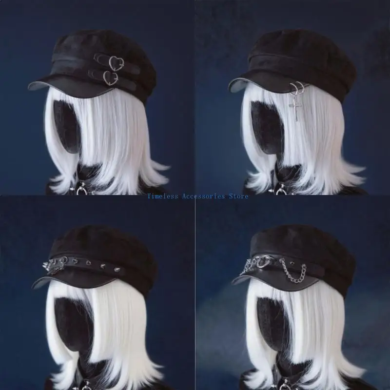 97QE قبعة الرسام العصرية المتضخم قبعة أنيقة على الموضة قبعة البريطانية للمواعدة التصوير الفوتوغرافي سائقة أجرة الرأس أغطية الرأس #1