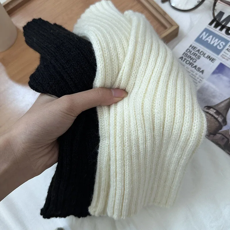 For Women Winter Arm Sleeves Thicken Warm Knitted Arm Warmers Solid Color Long Sleeve Half-finger Glove Gothic Fingerless Mitten