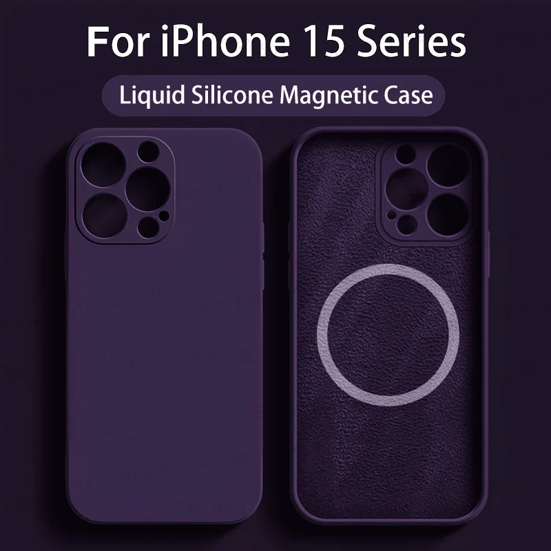 Original Liquid Silicone Magnetic Case For iPhone 15 14 11 13 12 Pro Max Mini 8 Plus For MagSafe Cases XR X XS Cover Accessories