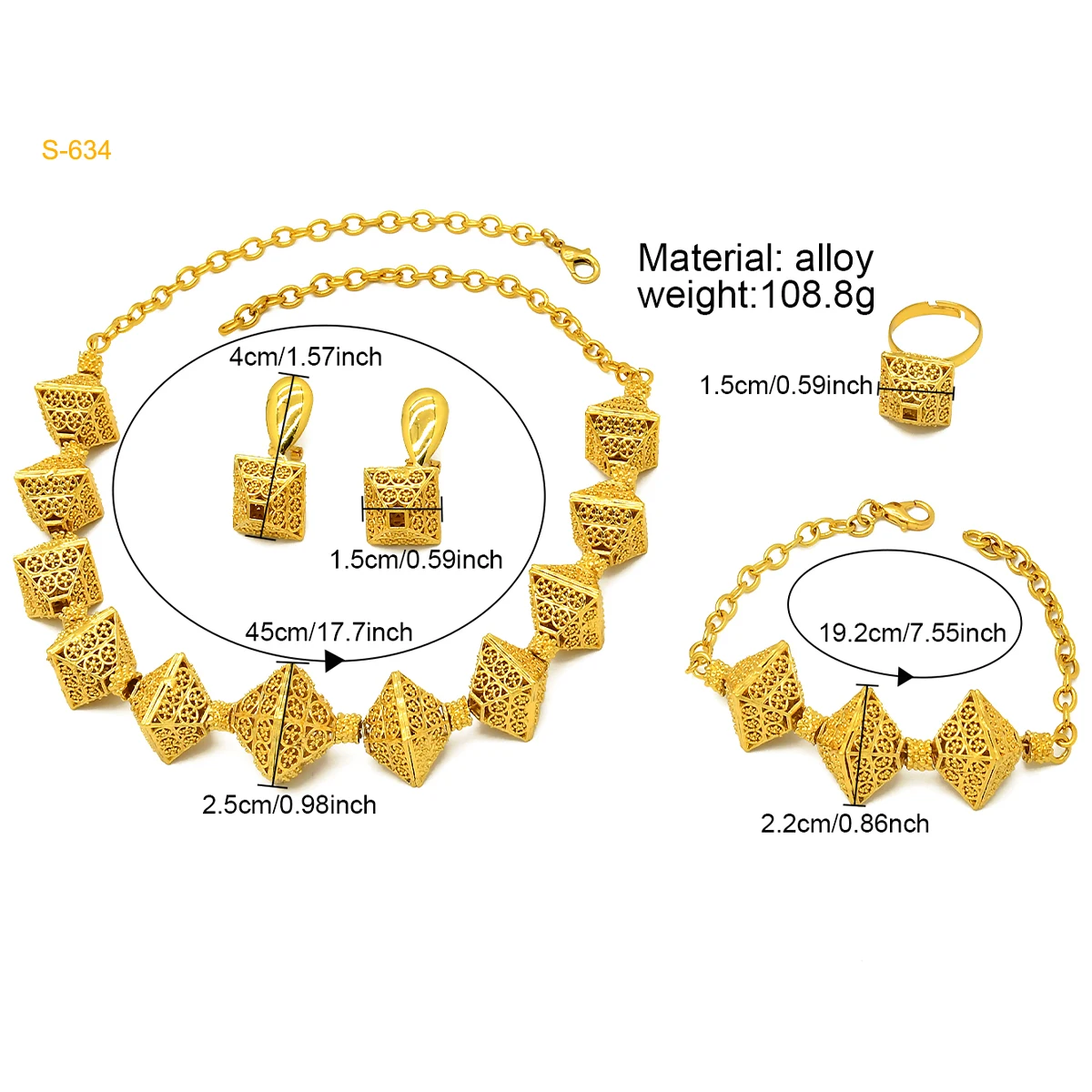 Fashion Dubai Gold Color Jewelry Set for Women Nigeria Wedding Necklace Earrings Bracelet Ring Bridal Jewellry Accessories 24K