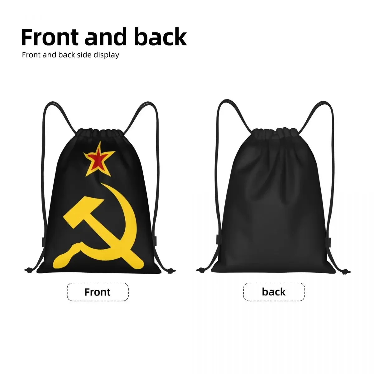 Russian Soviet Flag Drawstring Bags Women Men Portable Gym Sports Sackpack CCCP USSR Hammer And Sickle Shopping Backpacks