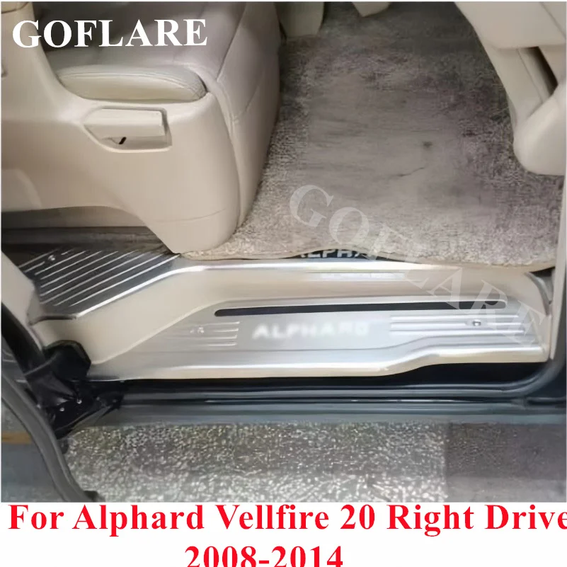 8pcs For Toyota Alphard Vellfire 20 ANH20 car accessories 2008-2014 door foot side door sill step scuff plate thresholds trims