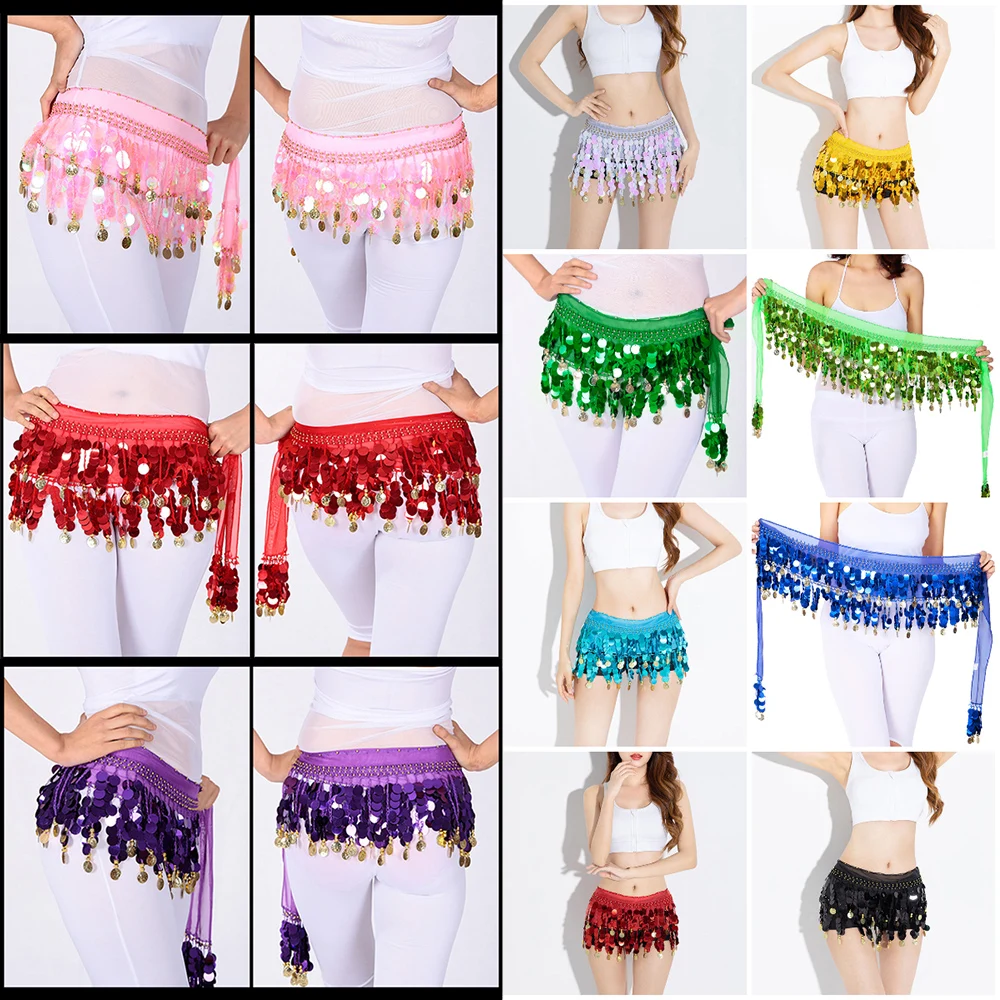 Belly Dance Fringe Belt Sequins Dancer Costume Hip Scarf Belt Waist Wrap Skirt Hipskirt Fashion Tassel Waist Chain