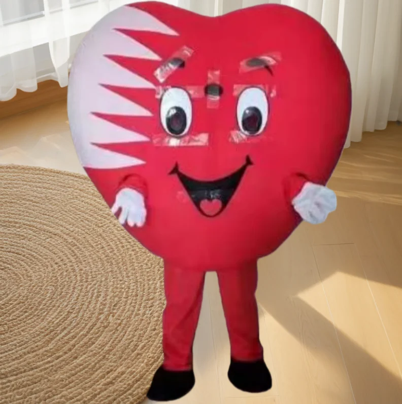 

Костюм талисмана красного сердца с изображением любви, мультяшная прогулочная кукла, наряды, рекламный реквизит, Хэллоуин, карнавал, косплей, вечерние реквизит, аксессуары