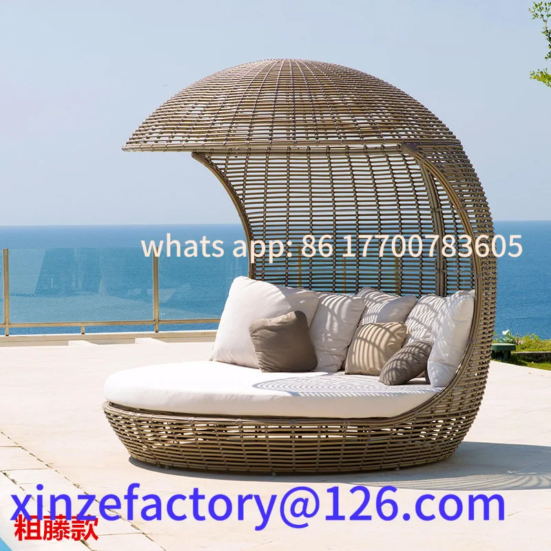 Outdoor rattan birdcage leisure beach swimming pool big bird's nest B & B sales department lying on the bed round bed lying