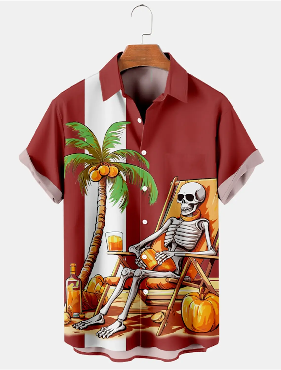 Herren Hawaii Hemden 3D-Druck Skelett Mann Grafik Knopf Kurzarm Revers Streetwear lässig Hawaii Hemden für Männer Sommer