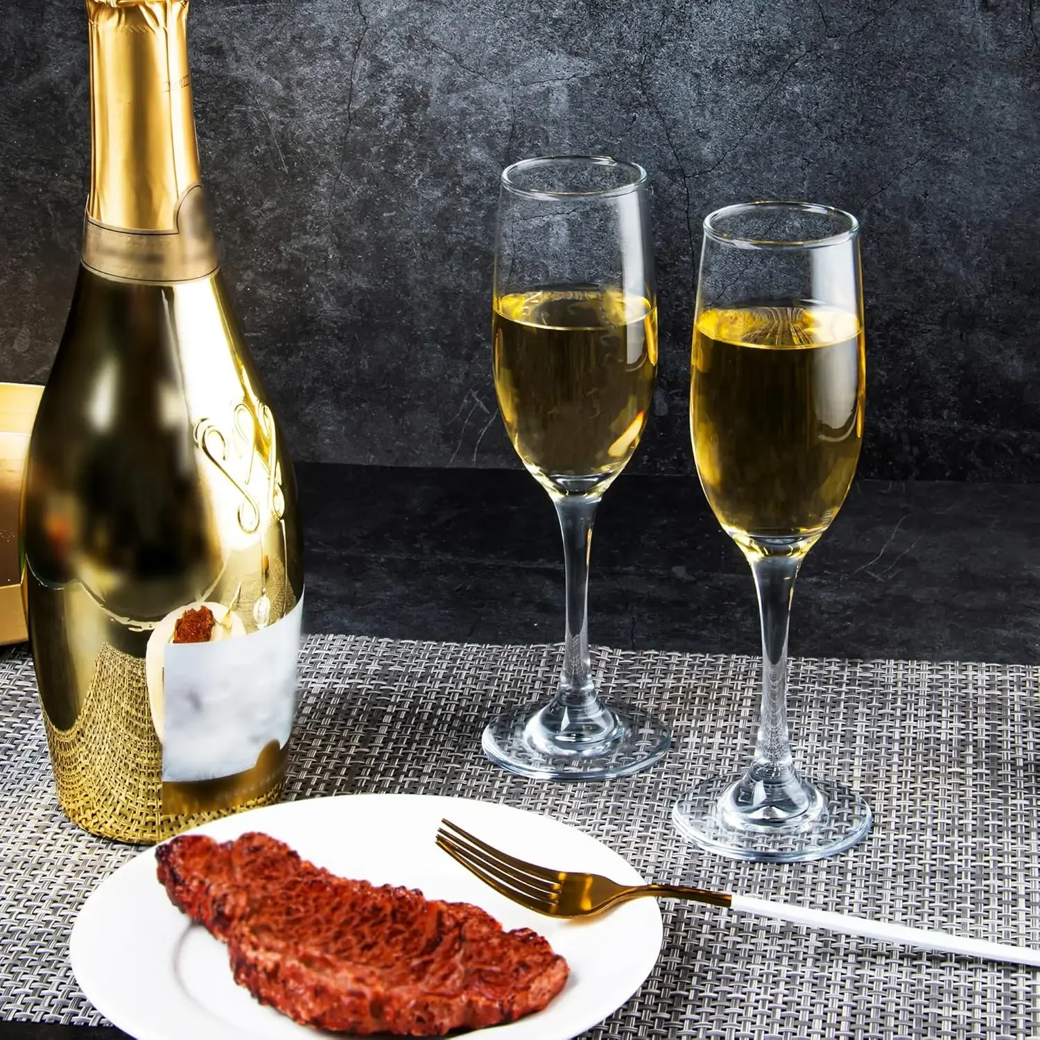 Taças de champanhe com caules longos para festa, Copos clássicos de champanhe, Copo de vinho espumante, 6oz, conjunto de 16