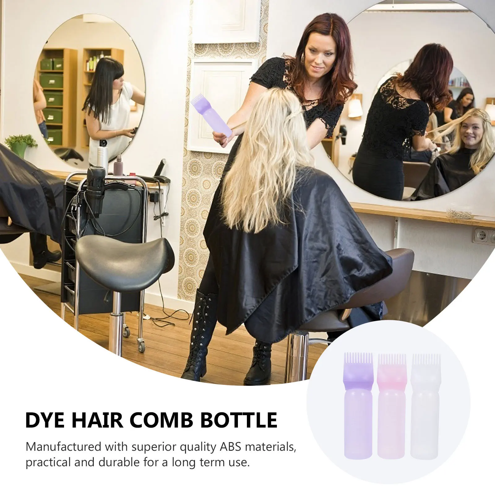 

6Pcs Portable Hair Dye Bottle Comb Applicators Plastic Root Hair Coloring Bottle Salon Hairdressing Tools Hairdressing Supplies