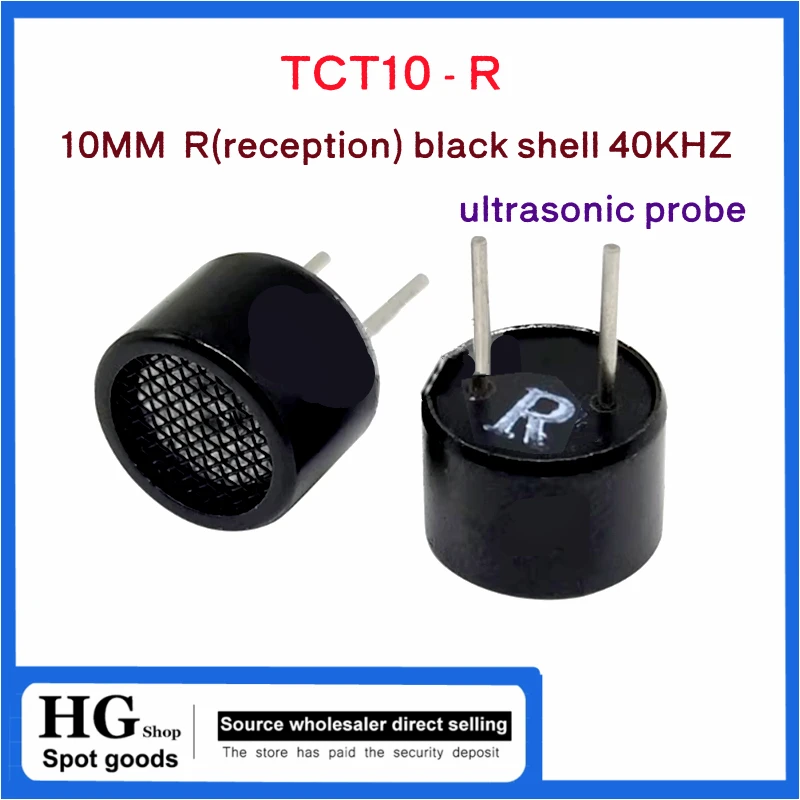 10 unids/lote TCT10-R/T 10mm 40KHZ sonda sensor ultrasónico 40KHz recepción y transmisión carcasa de metal negro dividida rango TCT10