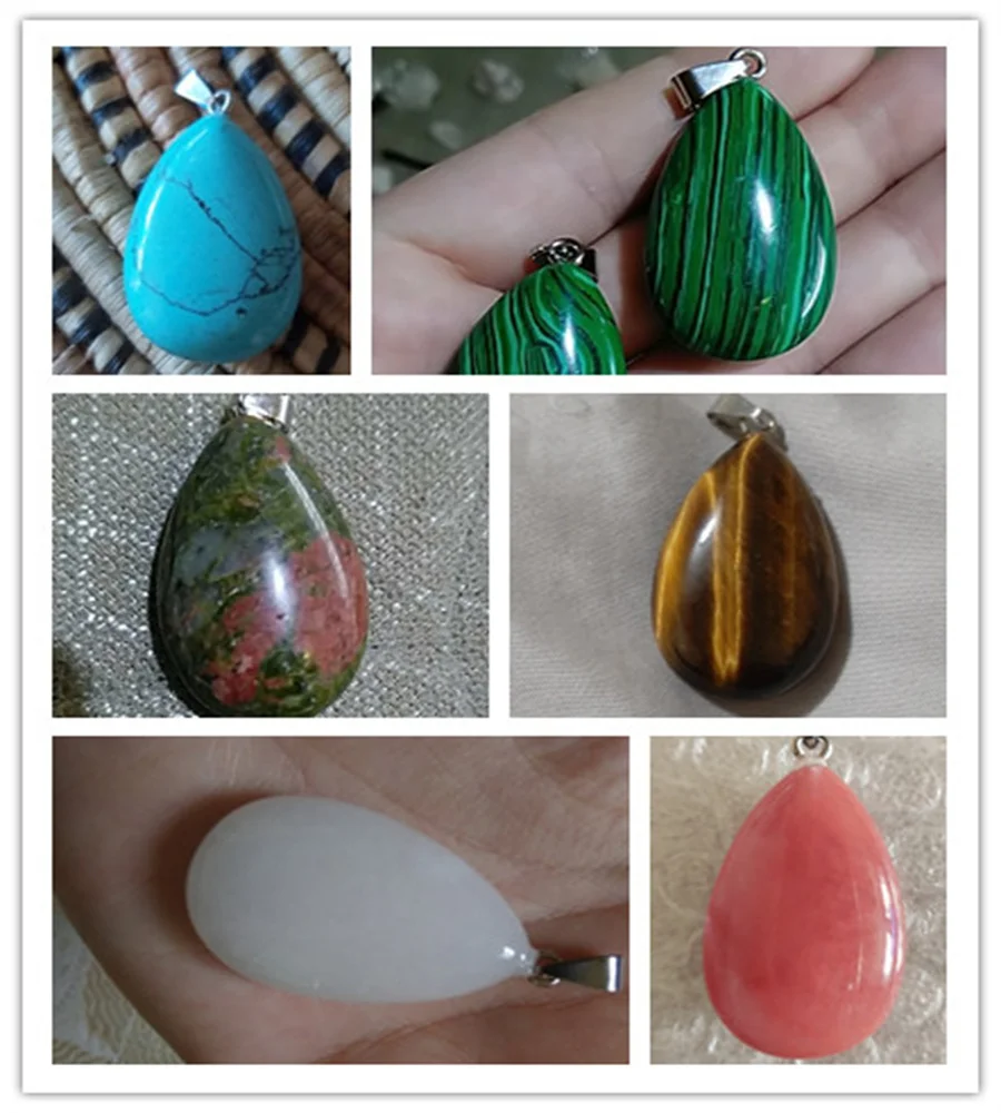 Natural Stone Pendants Water Drop Shape Crystal Agates Necklace Pendant for Jewelry Making Good Quality Size 24mmx43mm