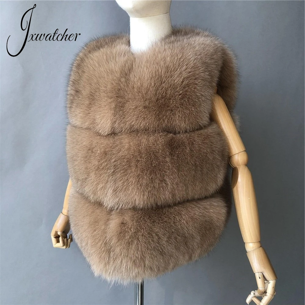 Jxwatcher Kids Real Fox Fur Vest Classic Autumn Winter Fashoin Keep Warm Child Fluffy Fur Sleeveless Coat 2022 New Arrival