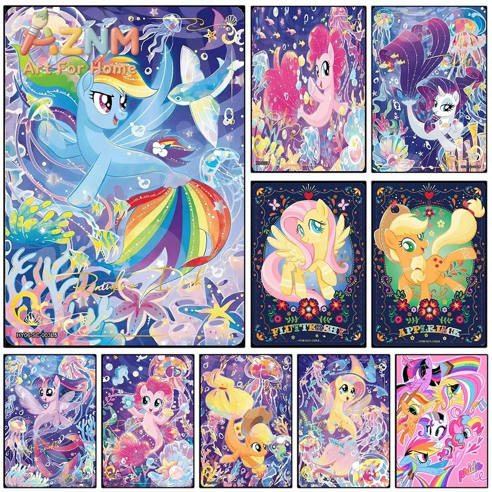 My Little Pony Rainbow Dash Mermaid Undersea Card Canvas Painting Unframed Cute Cartoon Pony Wall Art Poster for Girls Bedroom
