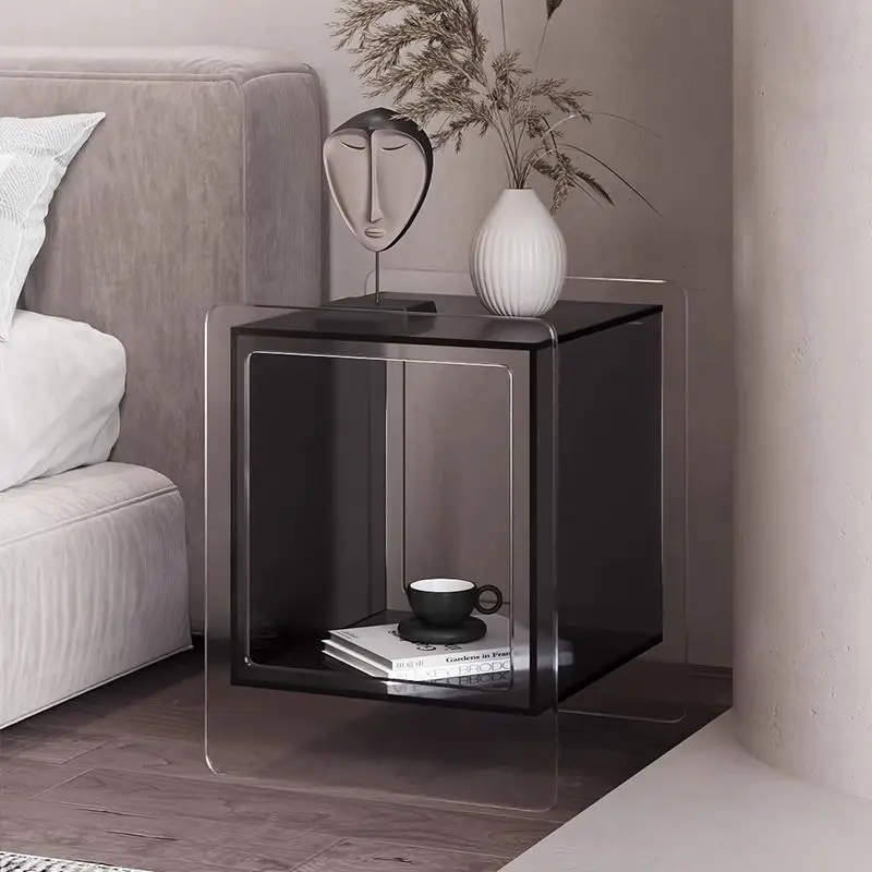 Armoire de Rangement Transparente en Acrylique pour Chambre à Coucher, Table d'Appoint Moderne et Simple